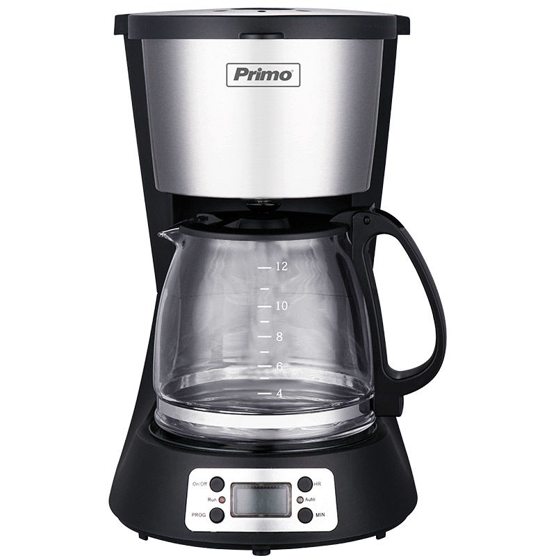Primo PRCM-40250 Καφετιέρα Φίλτρου με Οθόνη LCD 1.5L 1000W Μαύρη-Inox (400250)